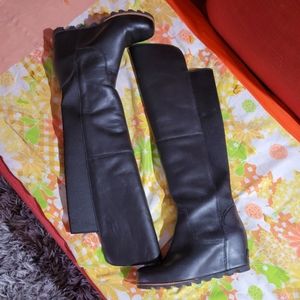 Sorel Fiona Over The Knee Black Leather Boots